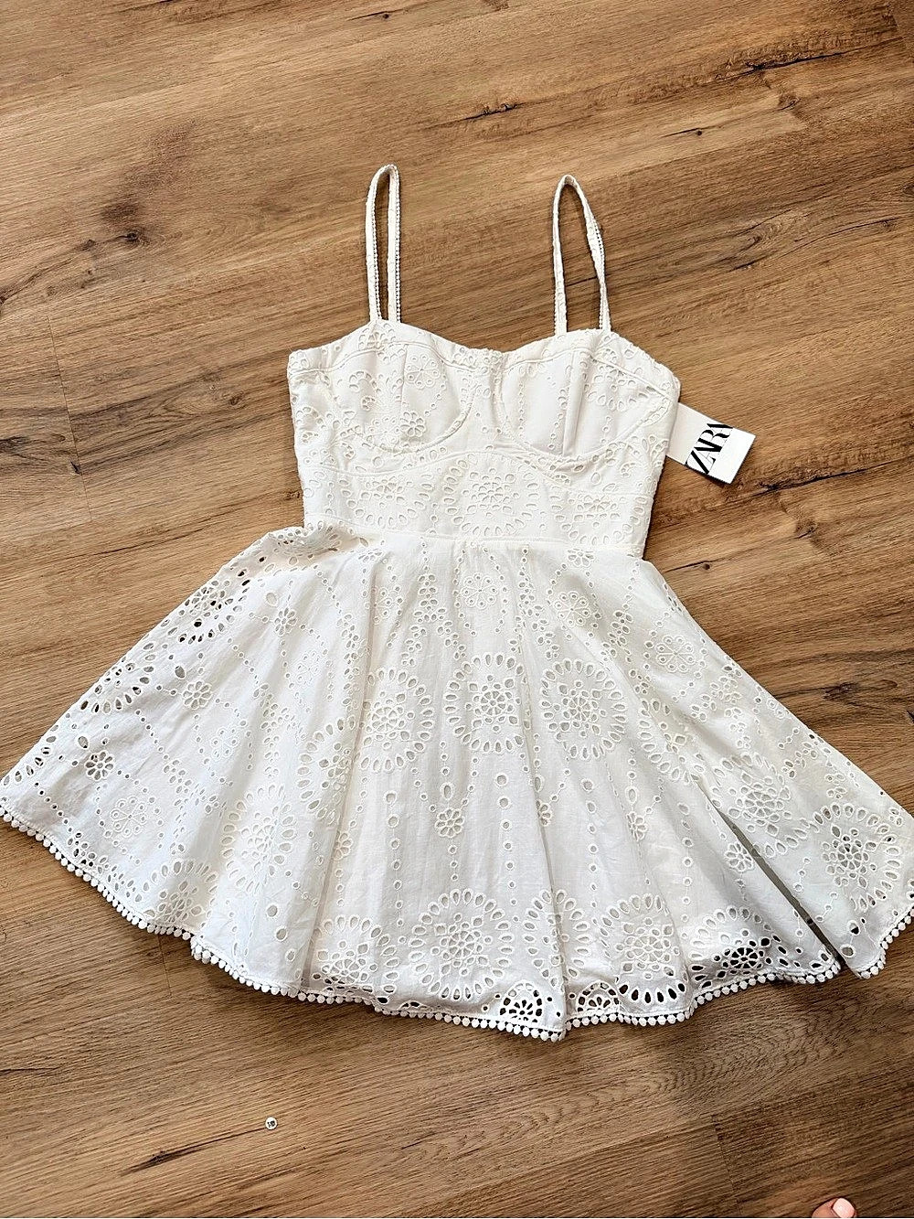 Zara Eyelet Mini Dress in White